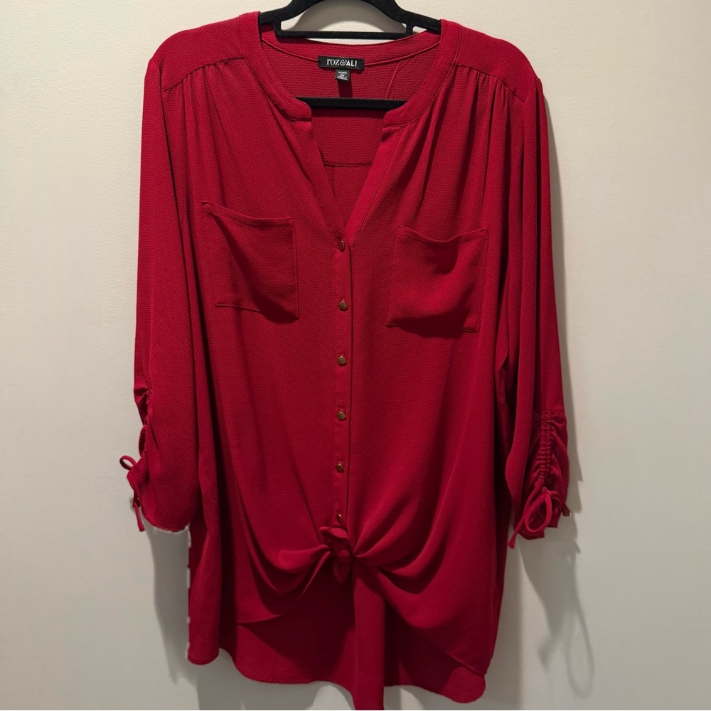 Roz & Ali Red Red Blouse